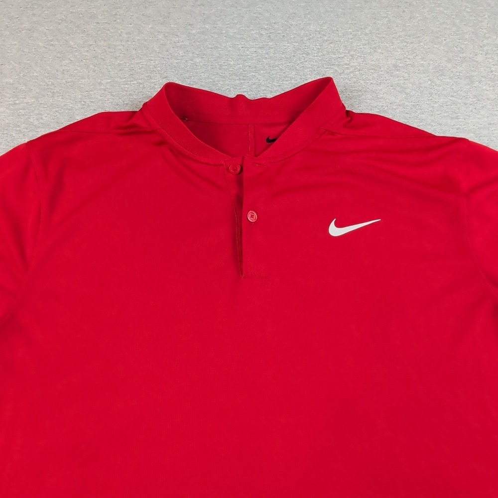 Nike Dri-FIT Blade Collar Polo Shirt Mens Large Red Short Sleeve BV6235-657